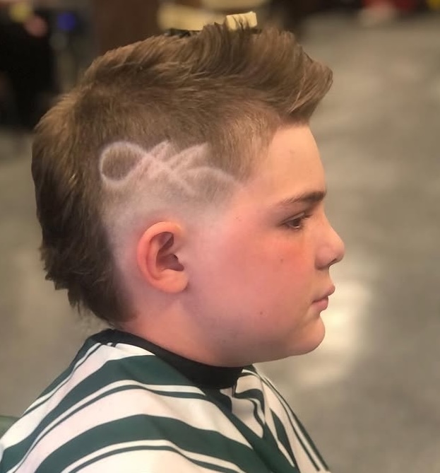 Kid's fade with design at Lucky's Barber Shop