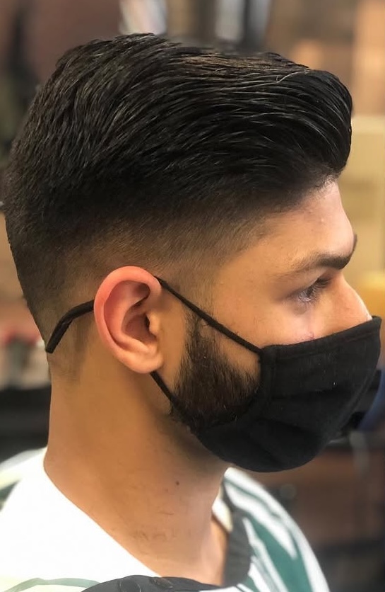 Classic comb over fade at Lucky's Barber Shop